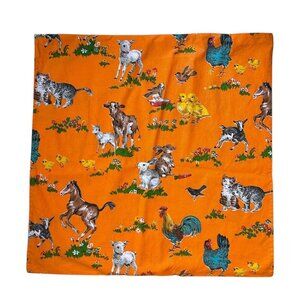 Vintage farm animal print pillow cover horse rabbit goat chicken pattern cute.